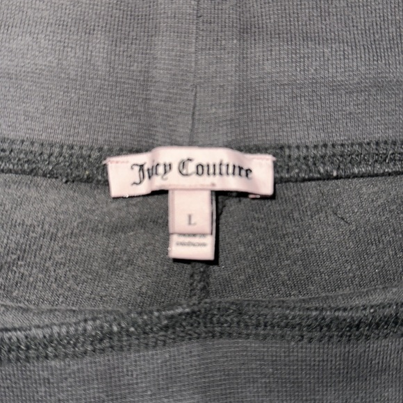 🍑🍑Juicy Couture Charcoal “Choose Juicy" Velour Pants Inseam 33" Large - Picture 3 of 5